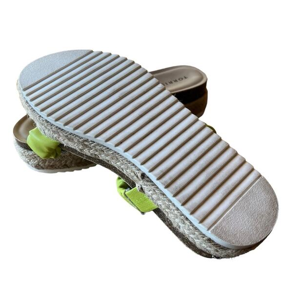 Torrid Sandals 9 Wide Width Lime Green Platform Flatform Jute Braided Flatform - Picture 7 of 7